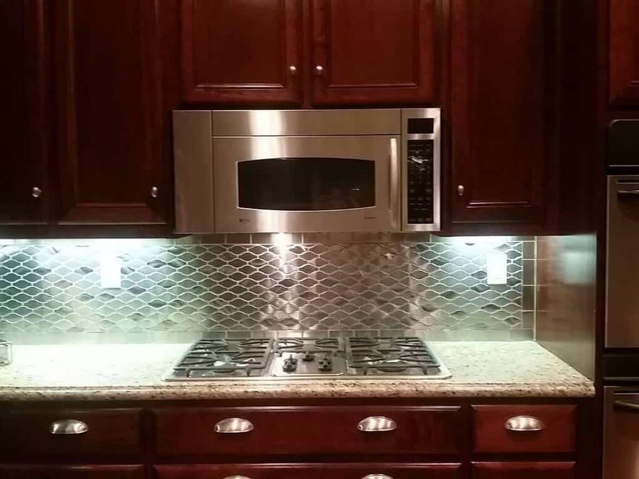 Stainless diamond mosaic backsplash
